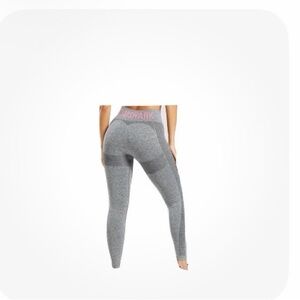 Gymshark Heather Gray Leggings with Coral Logo